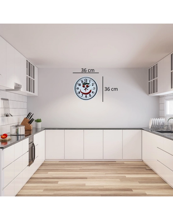 Beyaz Chef Smile 36 Cm Duvar Saati