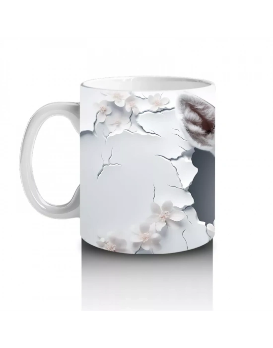 Beyaz Çiçekler Arasında Sevimli Ceylan – Baskılı Kahve Kupası