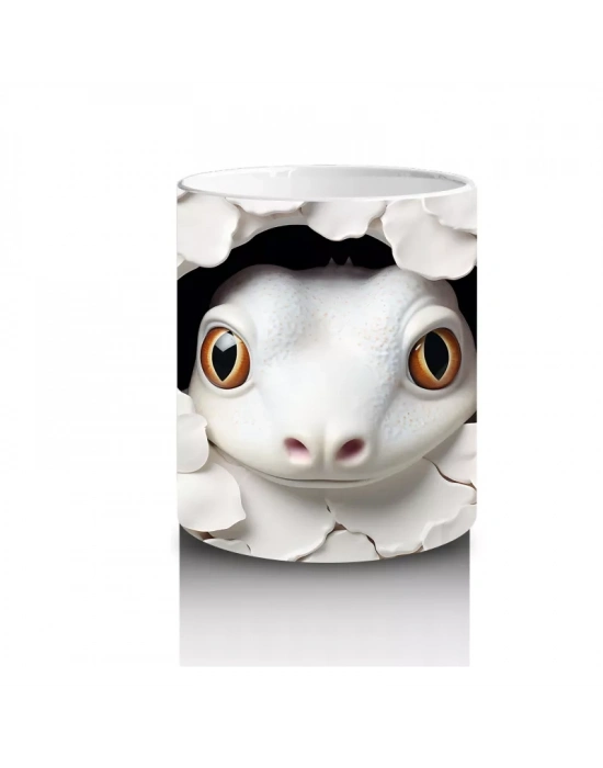 Beyaz Çiçekler Arasında Tarsier – Baskılı Kahve Kupası