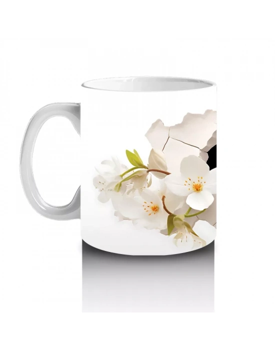 Beyaz Çiçekler İçinde Tatlı Fok Yavrusu – Baskılı Kahve Kupası