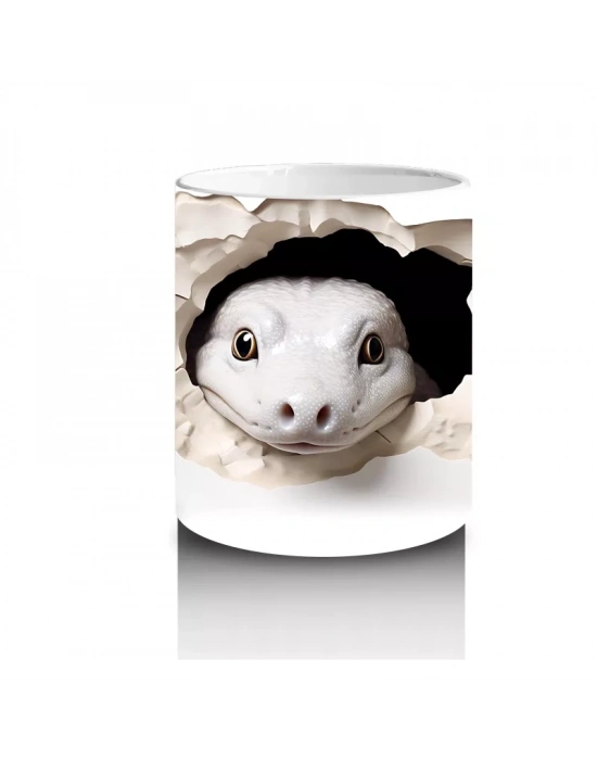 Beyaz Çiçekli Arka Planda Sevimli Tavşan - Baskılı Kahve Kupası