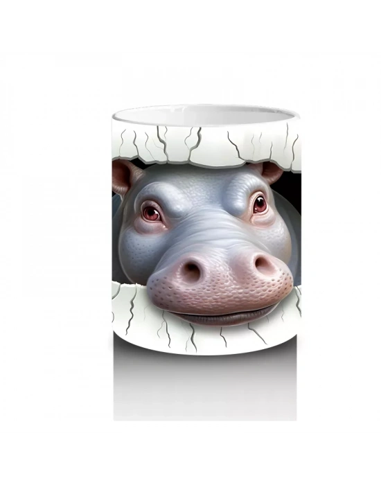 Beyaz Çiçekli Duvar Temalı Sevimli İnek - Baskılı Kahve Kupası