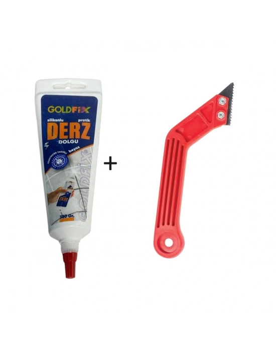 Beyaz Derz Dolgusu - Lavabo Küvet Fayans Derzi Kalemi 380gr + Sökme Temizleme Spatula Set