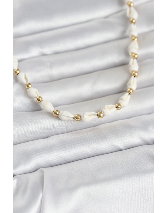 Beyaz Doğal Deniz Kabuğu Dizi Kadın Kolye