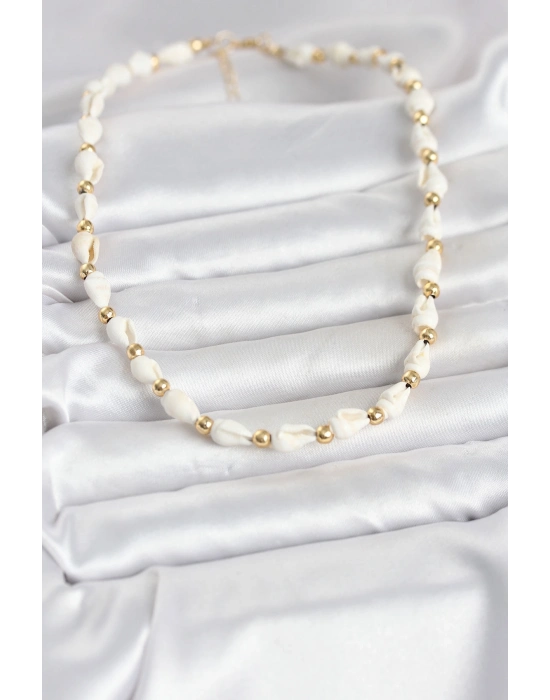 Beyaz Doğal Deniz Kabuğu Dizi Kadın Kolye