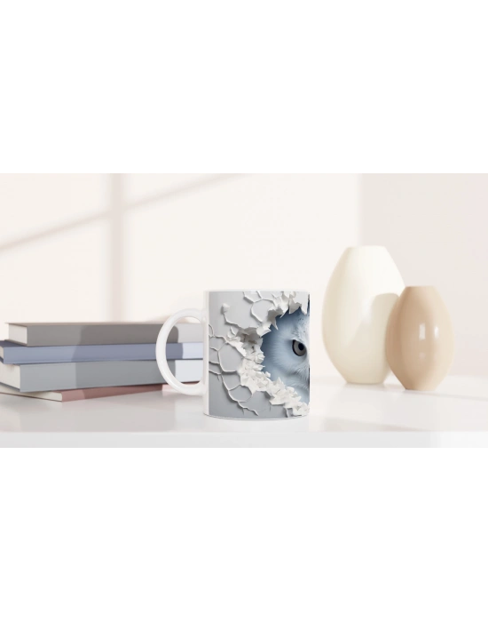 Beyaz Duvarı Delen Bakış: Kartal Gözlü Baykuş Baskılı Kupa Bardak