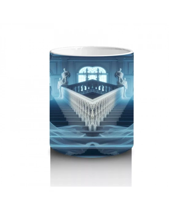 Beyaz Elbiseli Hayalet Gelin Figürlü Sisli Cadılar Bayramı Baskılı Kupa