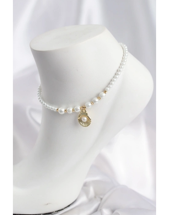 Beyaz İnci İstiridyeli Model Halhal