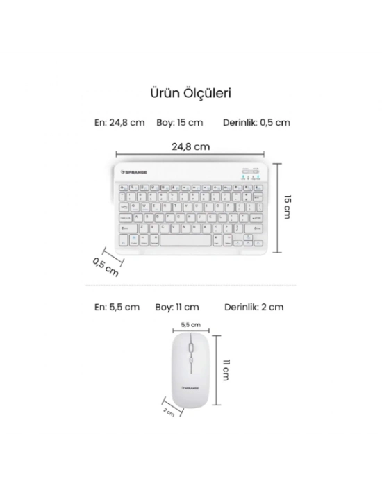 Beyaz Kablosuz Klavye Ve Mouse Seti