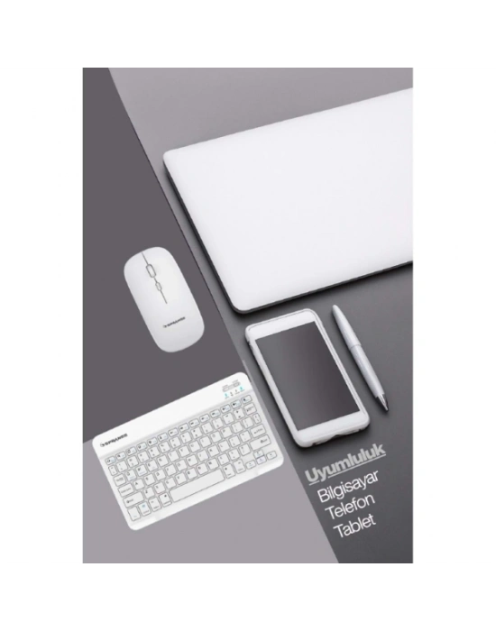 Beyaz Kablosuz Klavye Ve Mouse Seti