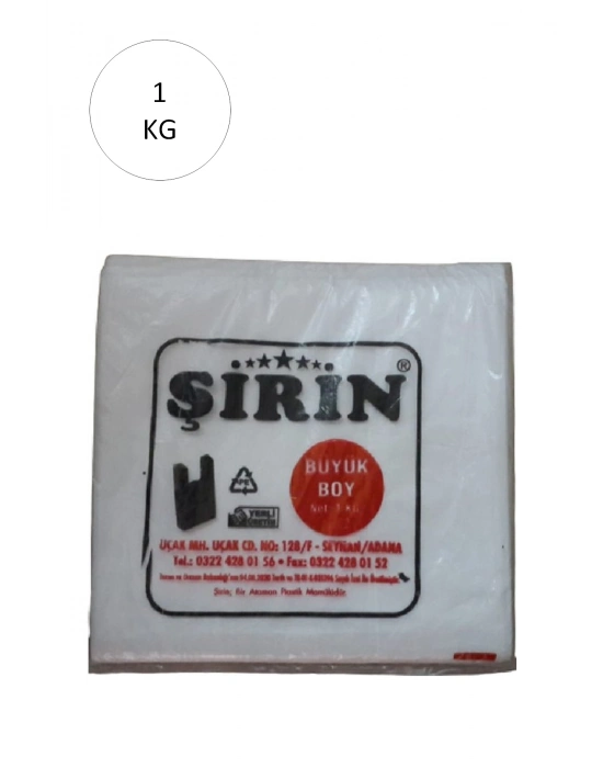 Beyaz Kalın Atlet Poşet Büyük Boy 30x57 Cm 1 Kg 1 Paket (Takriben 45 Adet)