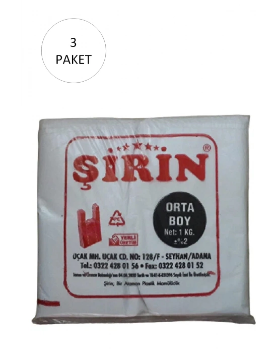 Beyaz Kalın Atlet Poşet Orta Boy 28x50 Cm 1 Kg 3 Paket (Takriben 225 Adet)