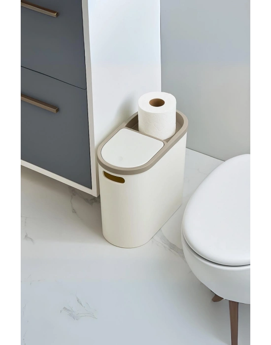 Beyaz Kapaklı WC Kağıtlıklı Çöp Kovası & Ofis Çöp Kovası 10 Lt