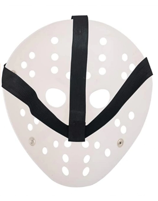 Beyaz Kırmızı Çizgili Tam Yüz Hokey Maskesi