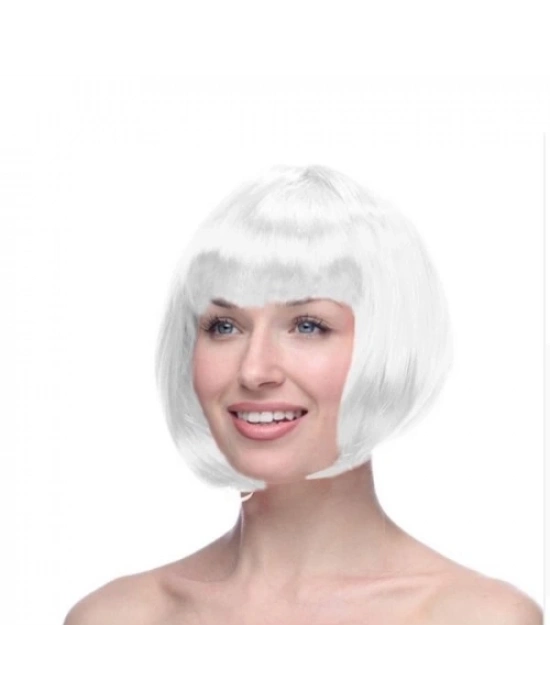 Beyaz Küt Peruk Saç