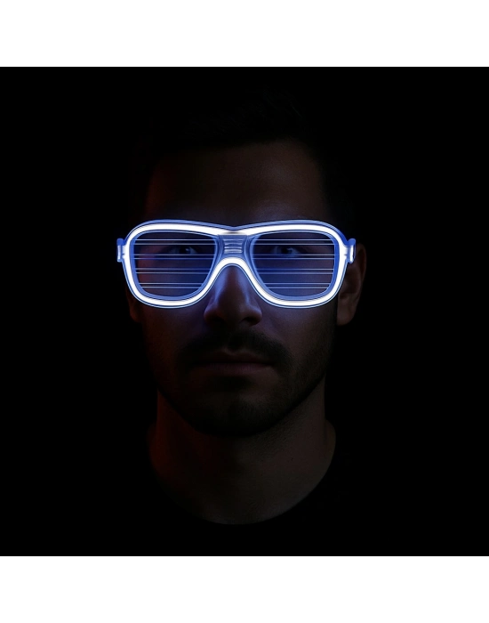 Beyaz Led Işıklı Parti Gözlüğü - Neon 3 Modlu