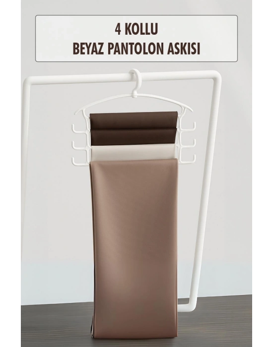 Beyaz Pantolon Askısı & Dolap Düzenleyici Askı