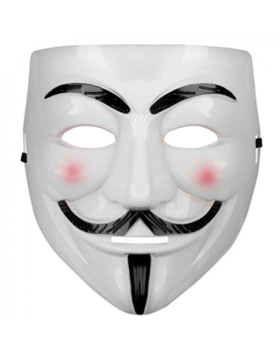 Beyaz Pembe Yanaklı V For Vendetta Maskesi