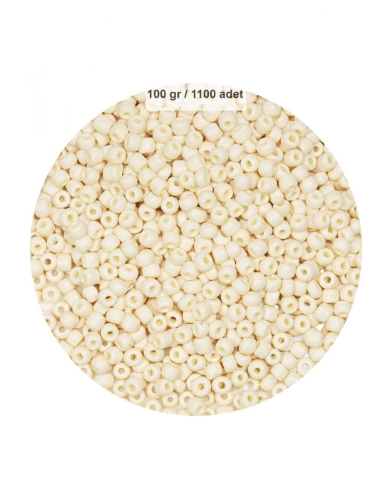 Beyaz Renk 4 mm Yaklaşık 1100 adet / 100 gram Cam Boncuk Oya Yazma Bileklik ve Kolye