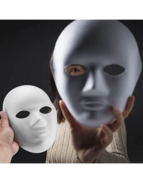 Beyaz Renk Boyanabilir Anonim Tam Yüz Cosplay Maske 24x18 cm