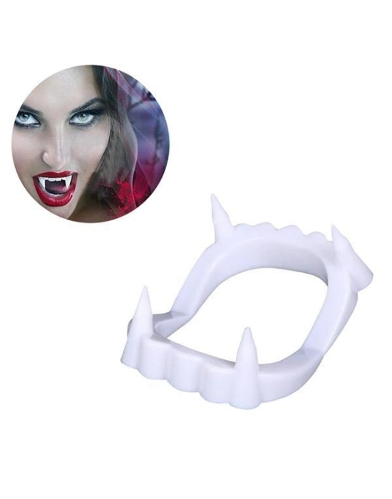 Beyaz Renk Çift Damak Takma Vampir Dişi