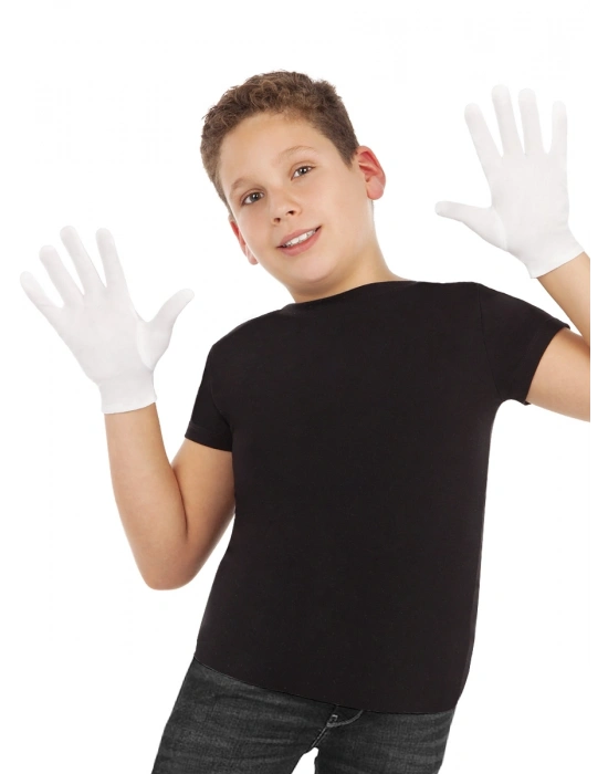 Beyaz Renk Çocuk Boy Likralı Pandomim Eldiveni