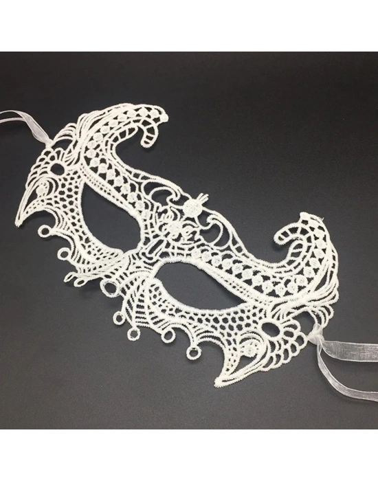 Beyaz Renk Dantel Kesim Dantel İşlemeli Balo Parti Maskesi 1 No