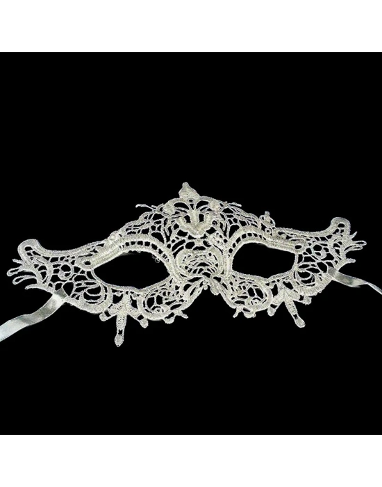 Beyaz Renk Dantel Kesim Dantel İşlemeli Balo Parti Maskesi 2 No