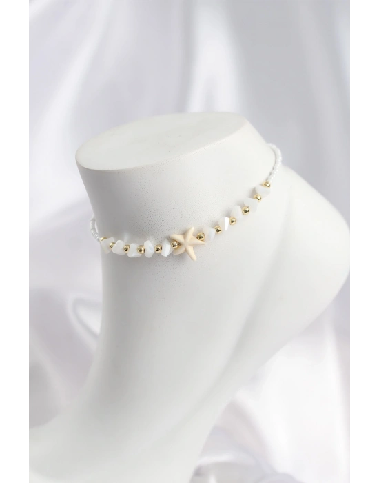 Beyaz Renk Deniz Yıldızı Motifli Halhal