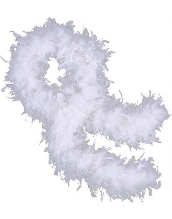 Beyaz Renk Kabarık Kalın Otriş Boa Tüy 6 Cm Genişlik 180-200 Cm Uzunluk