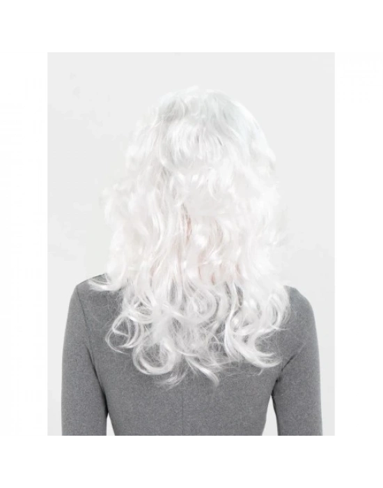 Beyaz Renk Kahküllü Dalgalı Uzun Parti Peruğu
