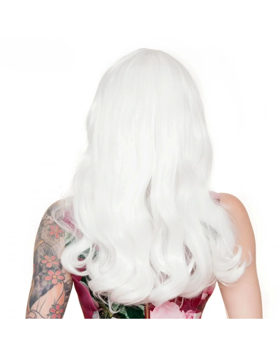 Beyaz Renk Kahküllü Dalgalı Uzun Parti Peruğu