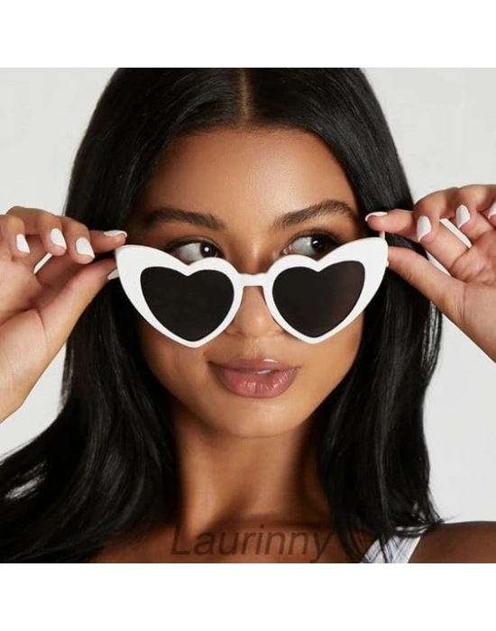 Beyaz Renk Kalp Gelin Düğün Gözlüğü 15x5 Cm