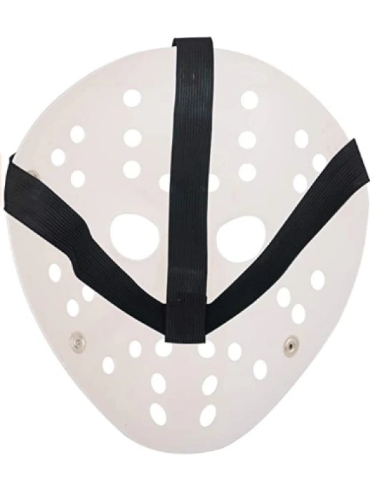 Beyaz Renk Kırmızı Çizgili Tam Yüz Hokey Jason Maskesi Hannibal Maskesi