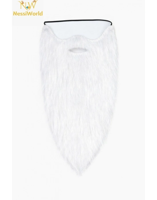 Beyaz Renk Lastikli Uzun Takma Sakal 40 cm