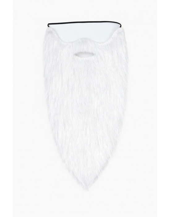 Beyaz Renk Lastikli Uzun Takma Sakal 40 Cm