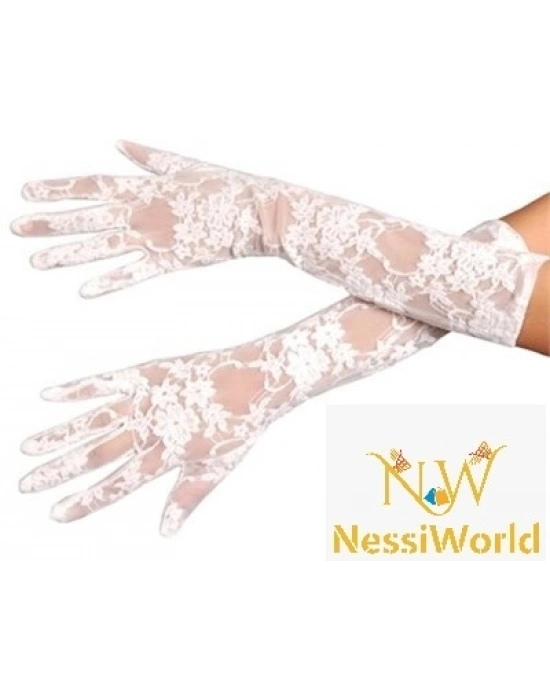 Beyaz Renk Orta Boy Dantelli Eldiven