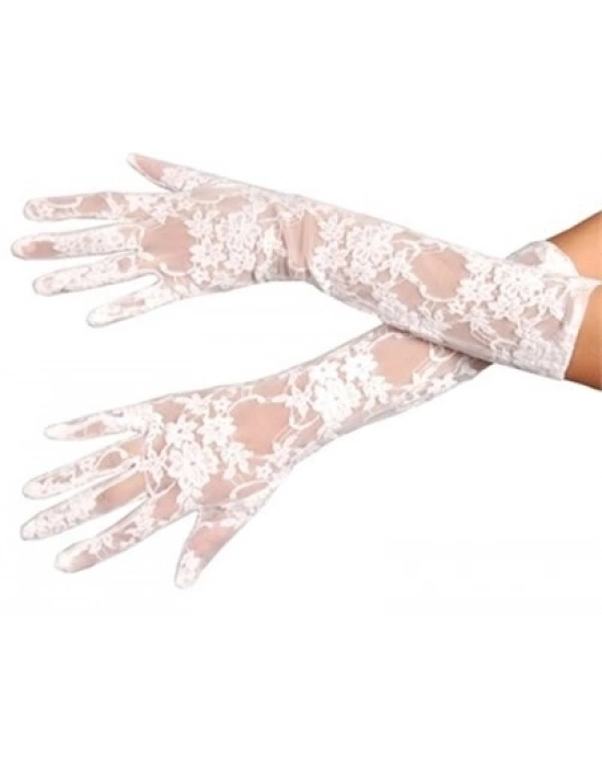 Beyaz Renk Orta Boy Dantelli Eldiven