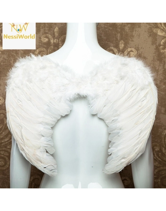 Beyaz Renkli Orta Boy Çocuk Melek Kanadı 30x45 cm