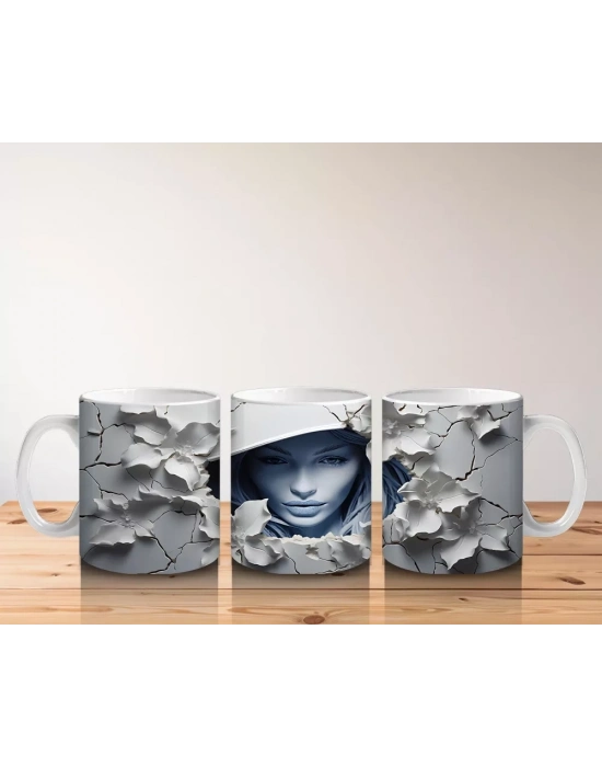 Beyaz Şapkalı Kadın ve Duvar Gölgeleri – Hediyelik Kahve Kupası