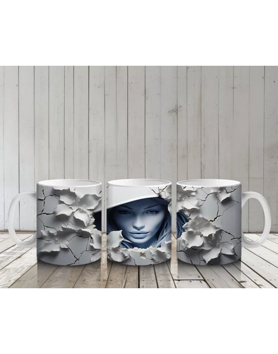 Beyaz Şapkalı Kadın ve Duvar Gölgeleri – Hediyelik Kahve Kupası