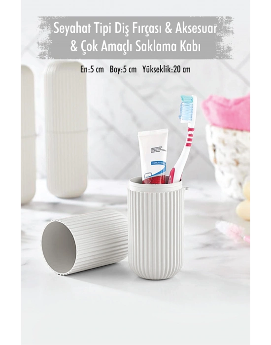 Beyaz Seyahat Tipi Diş Fırçası & Aksesuar Kutusu & Çok Amaçlı Saklama Kabı