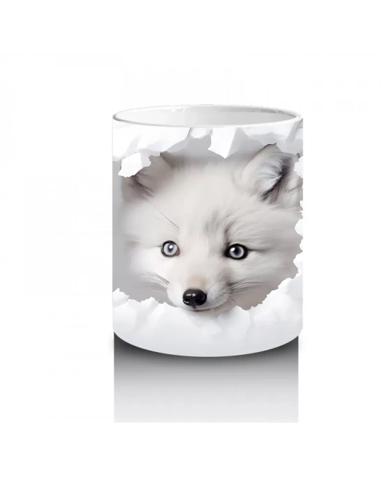 Beyaz Yapraklar Önünde Yavru Tilki– Baskılı Kahve Kupası