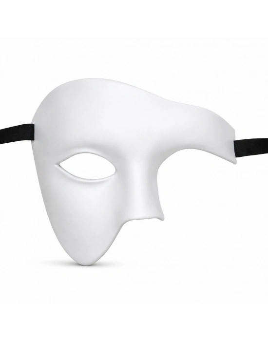 Beyaz Yarım Erkek Maske – Phantom Parti & Balo Maskesi