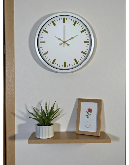 ® Beyaz Zarafet 40 Cm Metal Duvar Saati