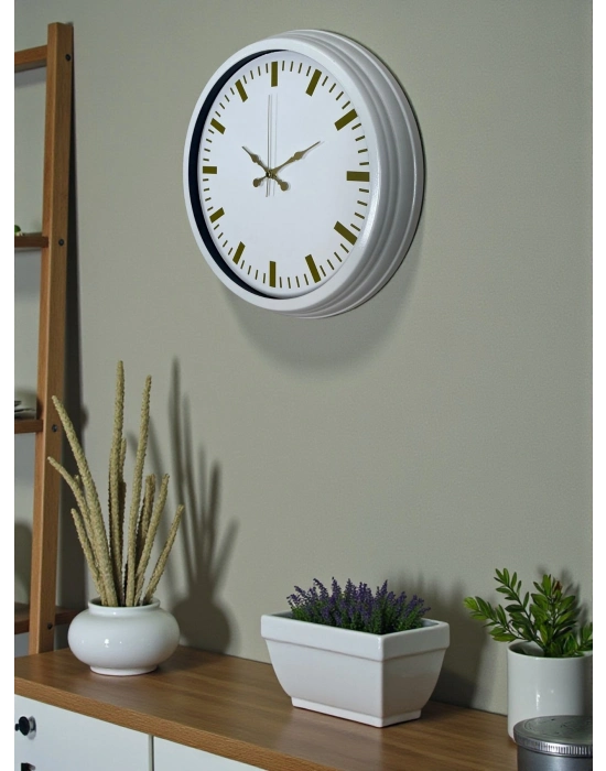 ® Beyaz Zarafet 40 Cm Metal Duvar Saati