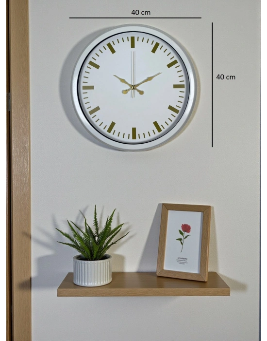 ® Beyaz Zarafet 40 Cm Metal Duvar Saati