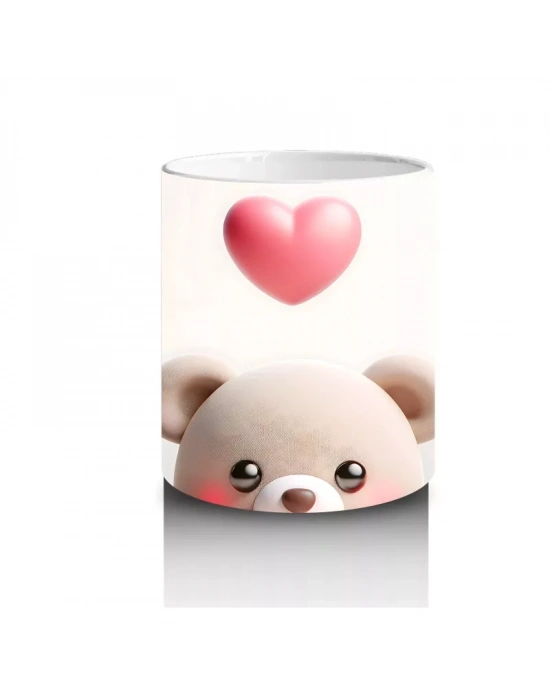 Beyaz Zemin Üzerinde Gözlüklü Ayıcık – Baskılı Kahve Kupası