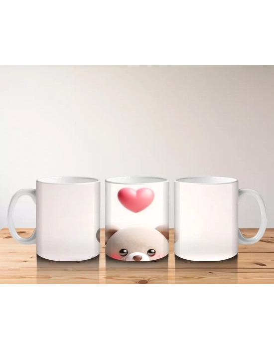 Beyaz Zemin Üzerinde Gözlüklü Ayıcık – Baskılı Kahve Kupası