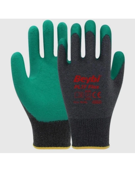 ® Beybi PL17 Flex Likralı İpten Örme Lateks Eldiven NO:10 Yeşil